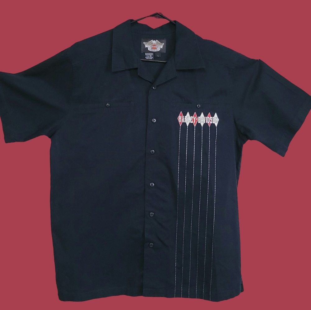 Harley Davidson Bowling Button Up Shirt. Large